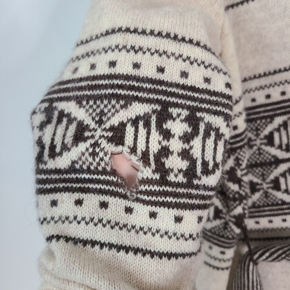 PENDLETON Wool Alpaca Discovery Cardigan Medium Petite Brown Cream Western FLAW - Picture 16 of 16